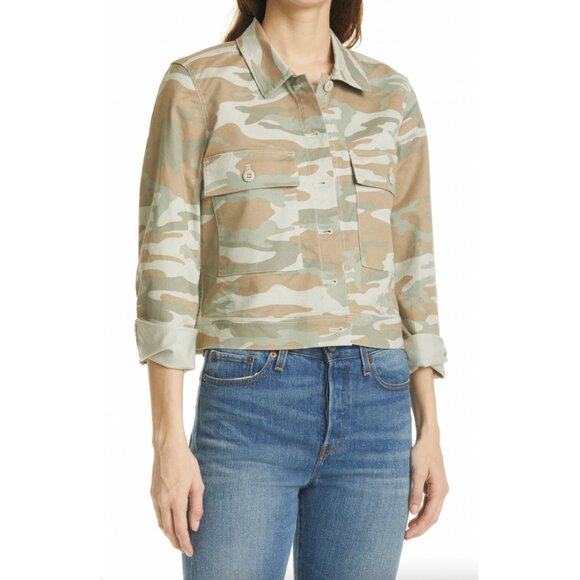 Rails Tops - $198 Rails Green Lightsage Steffi Camouflage Cropped Cotton Jacket size XS
